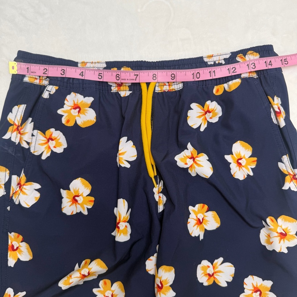 J.Crew Flex Swim Trunks Navy Floral Print Men’s Size S Preppy Classic Vacation - Picture 9 of 12